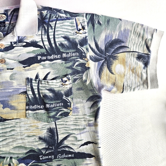 Tommy Bahama Vintage Tropical Print Polo Shirt, Size Medium - Picture 2 of 12